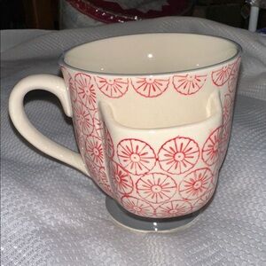 Creative Co-op ANTHROPOLOGY 12 OZ STONEWARE MUG WITH TEA BAG HOLDER